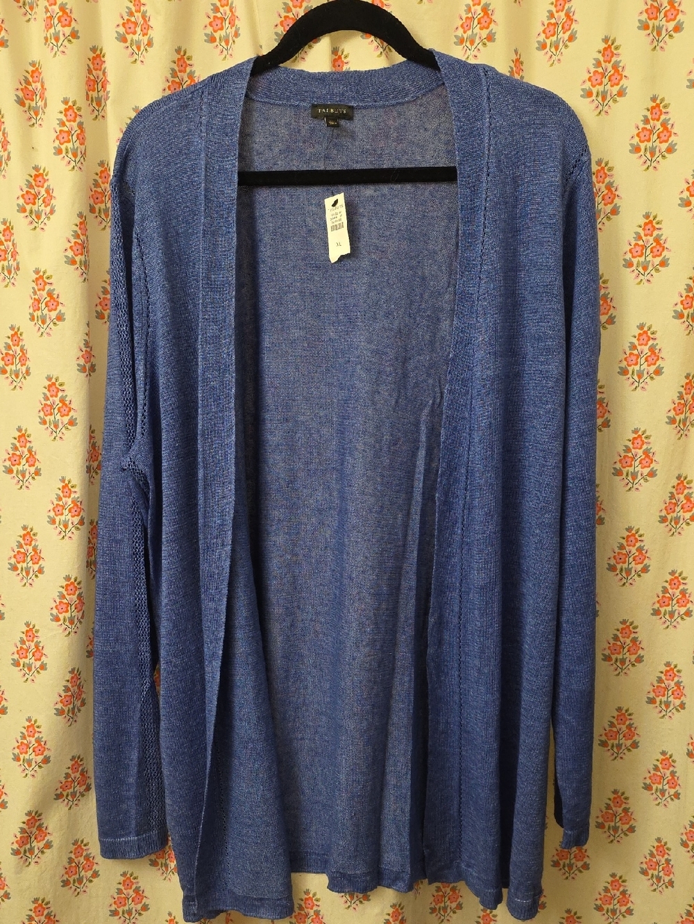 Talbots Open-Front Heathered Blue Cardigan